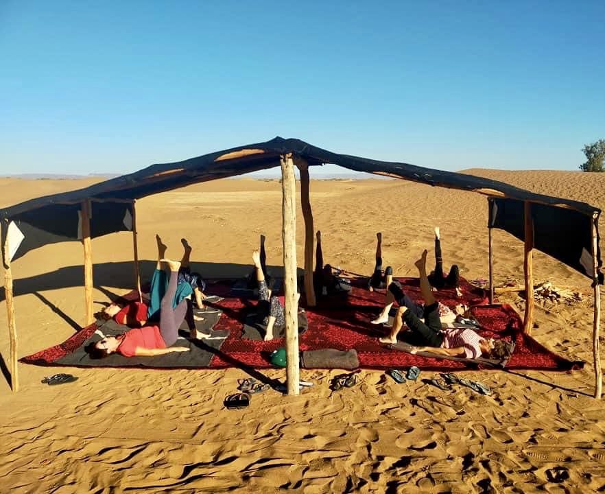 Shared Area in Our Desert Camp Chraika — Yoga shade2