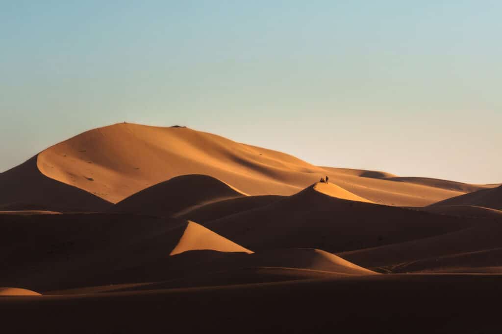 Erg Chigaga sand dunes at the sunset