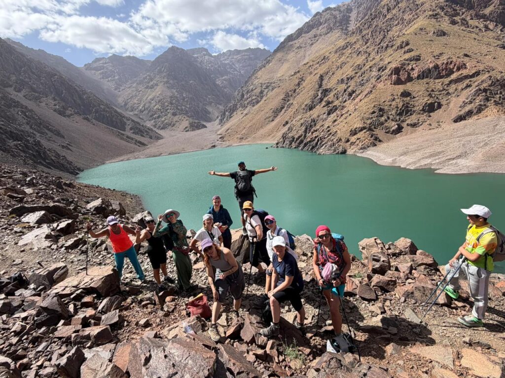 Mountain trekking in the High Atlas, Lake Ifni, Morocco